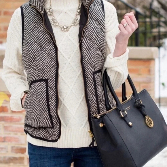 J.Crew Quilted Herringbone Puffer Down Vest - Picture 2 of 6